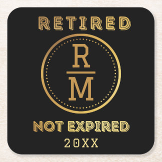 Dessous De Verre Carré Monogramme personnalisé Date de retraite Privilégi