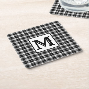 Dessous De Verre Carré Monogramme plaqué noir et blanc