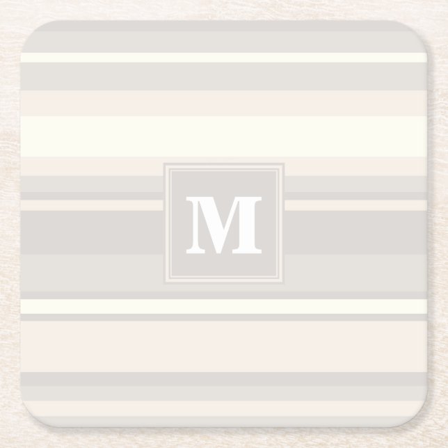 Dessous De Verre Carré Monogramme rayures beiges (Devant)