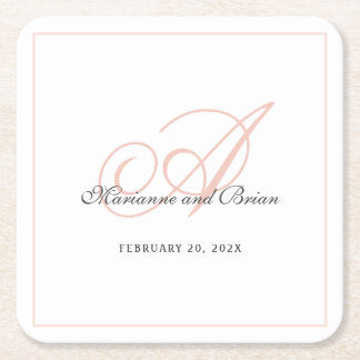 Dessous De Verre Carré Monogramme rose et blanc