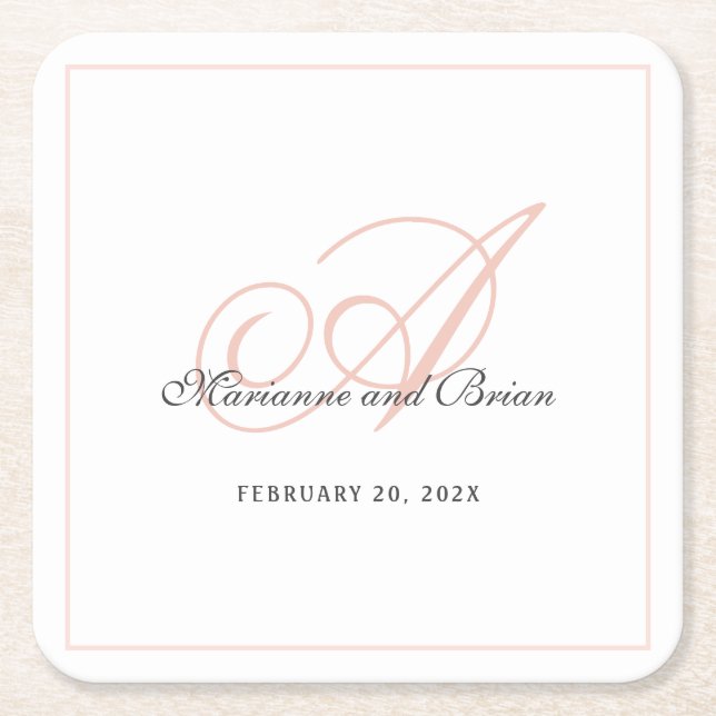 Dessous De Verre Carré Monogramme rose et blanc (Devant)