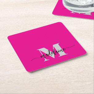 Dessous De Verre Carré Monogramme Silver rose noir personnel