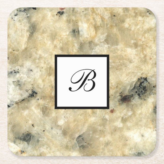 Dessous De Verre Carré Monogramme Stone Look Boissons Coaster (Devant)