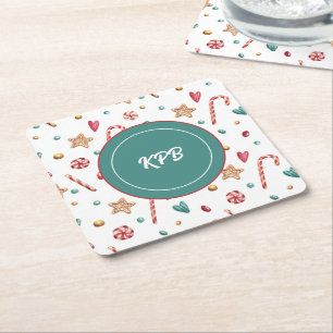 Dessous De Verre Carré Monogramme Sweet Candy Motif Carré Dessous de verr