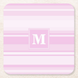 Dessous De Verre Carré Monogrammes à rayures roses pour bébé