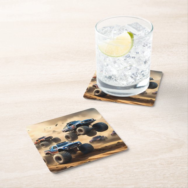 Dessous De Verre Carré Monster Trucks Mayhem, (En situation)