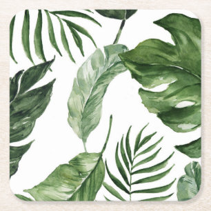 Dessous De Verre Carré Monstera Tropical plage d'été mariage élégant