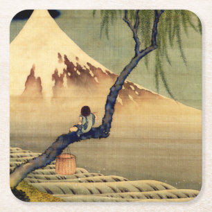 Dessous De Verre Carré Mont Fuji Japonais Vintage