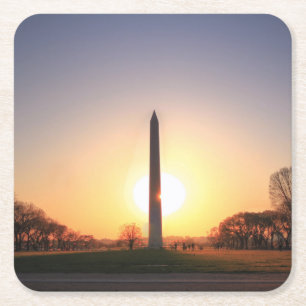 Dessous De Verre Carré Monument de Washington au coucher du soleil