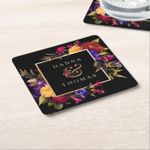 Dessous De Verre Carré Moody foncé Automne Mariage Floral