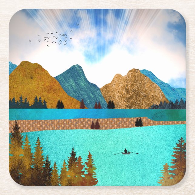 Dessous De Verre Carré Morning Lake Rower (Devant)