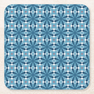 Dessous De Verre Carré Mosaïque bleue et blanche