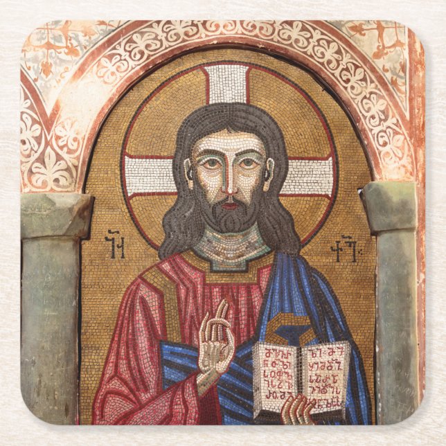 Dessous De Verre Carré Mosaïque de Jésus antique (Devant)