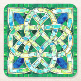 Dessous De Verre Carré Mosaïque de pierre céleste verte