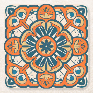 Dessous De Verre Carré mosaïque orange