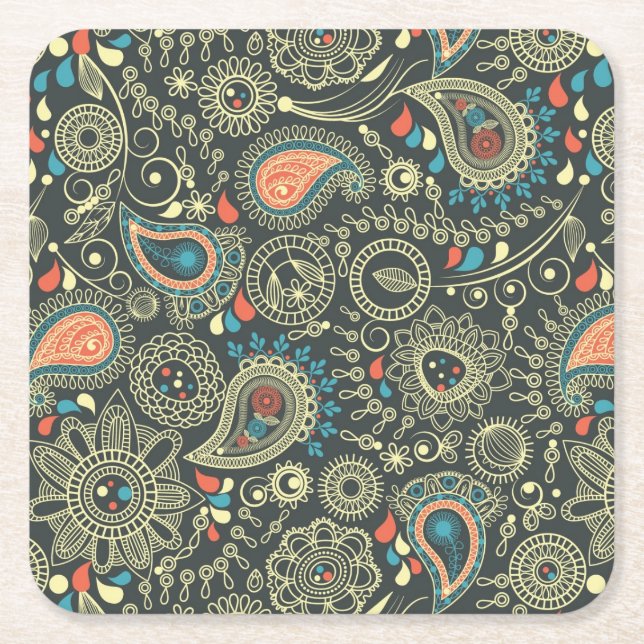 Dessous De Verre Carré Motif 3 de Paisley (Devant)