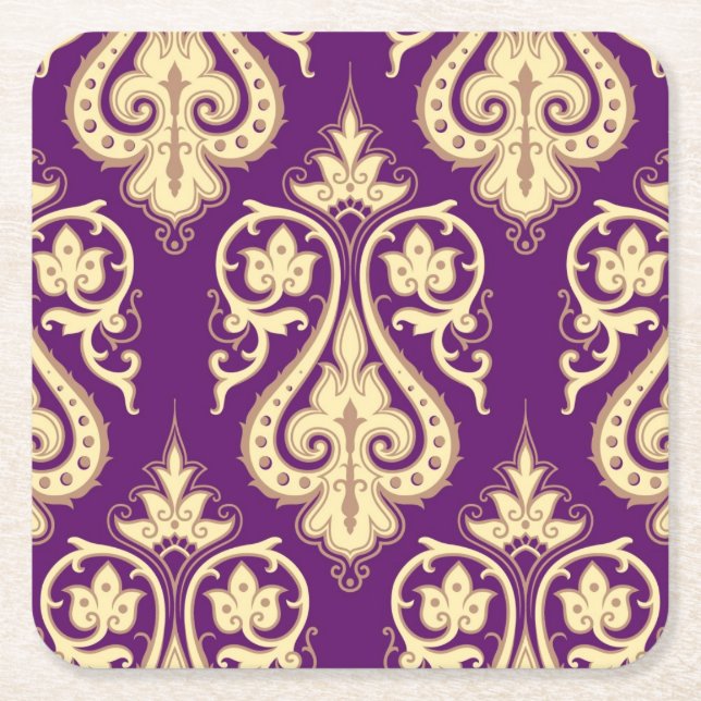 Dessous De Verre Carré Motif 4 de damassé (Devant)
