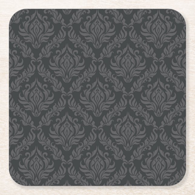 Dessous De Verre Carré Motif 6 de damassé (Devant)