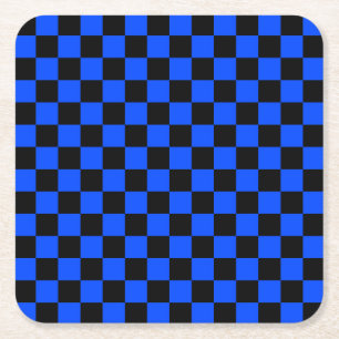 Dessous De Verre Carré Motif à carreaux bleu et noir