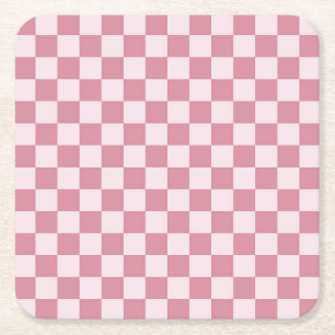 Dessous De Verre Carré Motif à carreaux rose poussiéreux