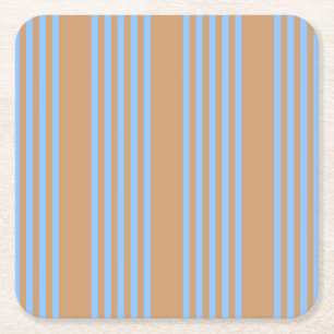 Dessous De Verre Carré Motif à cinq bandes bleu et brun