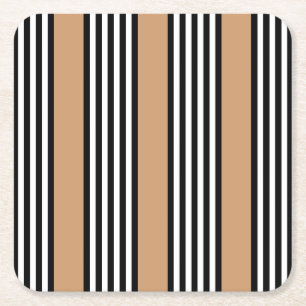 Dessous De Verre Carré Motif à cinq bandes noir et blanc avec bronzage