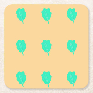 Dessous De Verre Carré Motif à feuilles turquoise équilodistantes