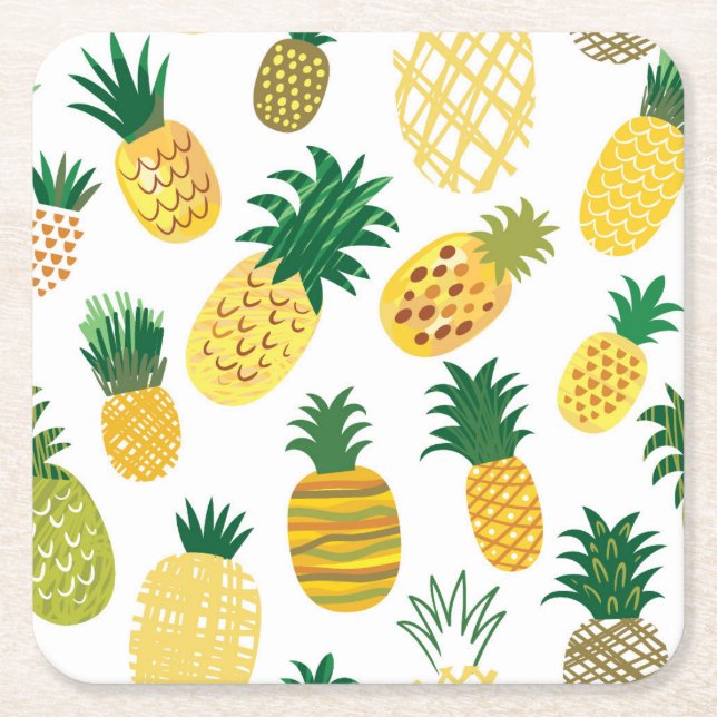 Dessous De Verre Carré Motif à la mode d'ananas (Devant)