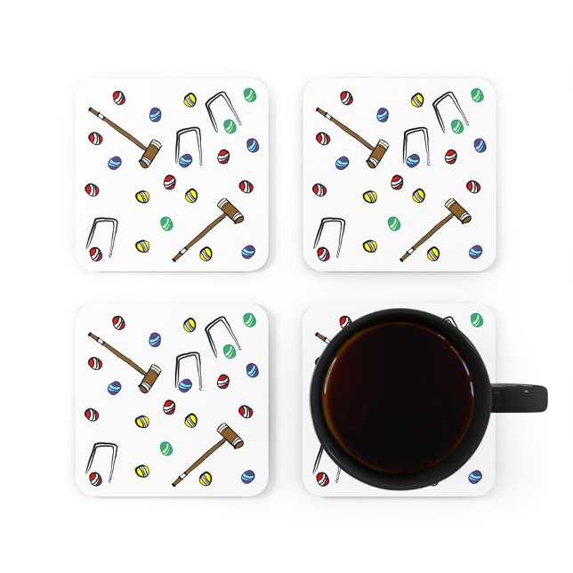 Dessous De Verre Carré Motif à main en croquet lunaire (Our hand-illustrated croquet coasters add fun to any croquet party, picnic, or tournament!)