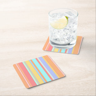 Dessous De Verre Carré Motif à rayures pastel