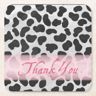 Dessous De Verre Carré Motif à taches dalmate Merci rose