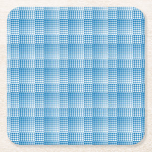 Dessous De Verre Carré Motif abstrait à carreaux bleus et blancs