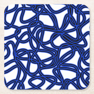 Dessous De Verre Carré motif Abstrait - bleu