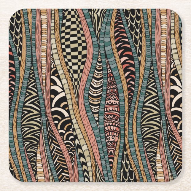 Dessous De Verre Carré Motif abstrait dans le style ethnique (Devant)