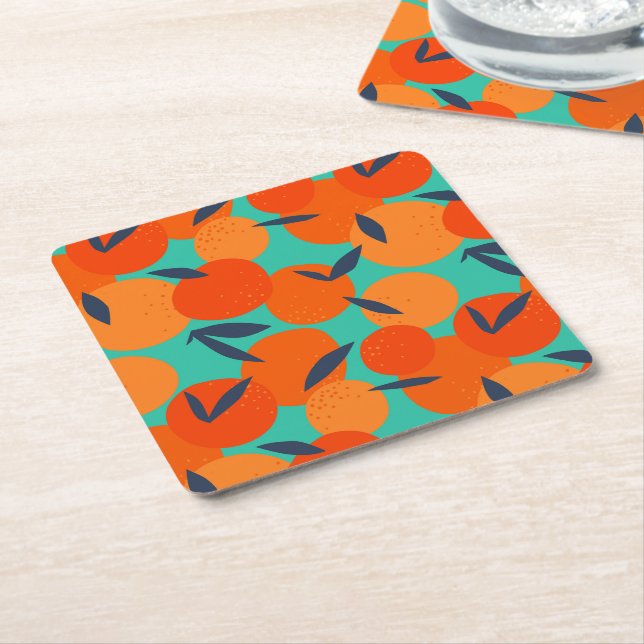Dessous De Verre Carré Motif Abstrait de fruits orange (Incliné)