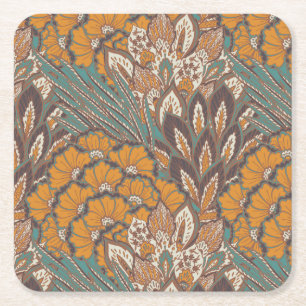 Dessous De Verre Carré Motif abstrait de plume de paon