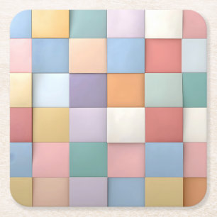 Dessous De Verre Carré Motif Abstrait en carreaux Pastel