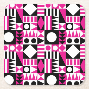 Dessous De Verre Carré Motif abstrait moderne du milieu du siècle.