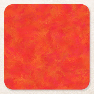 Dessous De Verre Carré Motif abstrait orange rouge
