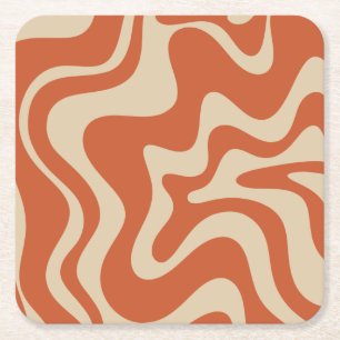 Dessous De Verre Carré Motif Abstrait Orange Vibe Rétro
