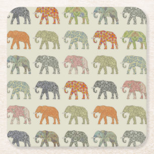 Dessous De Verre Carré Motif animal coloré éléphant