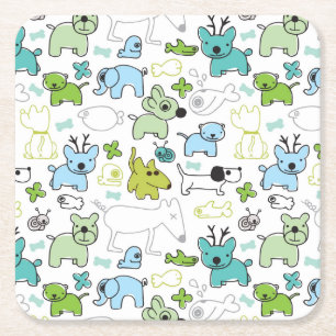 Dessous De Verre Carré motif animal d'arrière - plan d'enfants