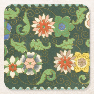 Dessous De Verre Carré Motif antique cloisonné chinois : Vert Jade