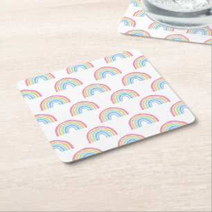 Dessous De Verre Carré Motif arc-en-ciel Pastel