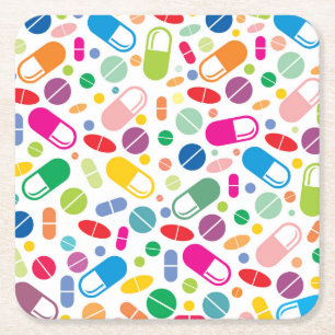 Dessous De Verre Carré Motif au néon coloré de drogue