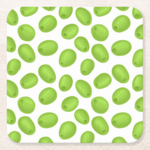 Dessous De Verre Carré Motif aux olives vertes