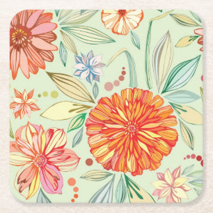 Dessous De Verre Carré Motif avec des asters