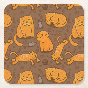 Dessous De Verre Carré Motif avec des chats