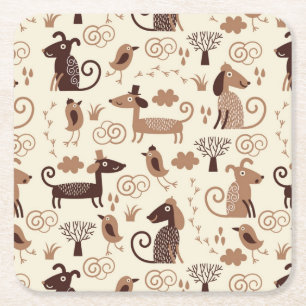 Dessous De Verre Carré motif avec les chiens mignons