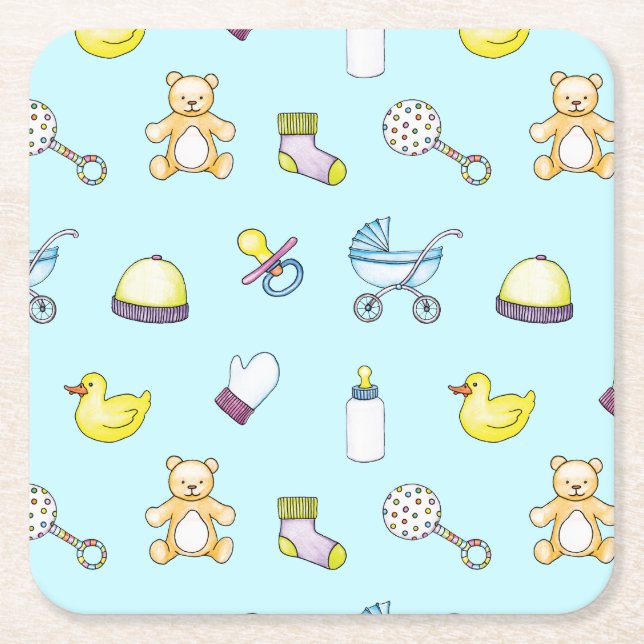 Dessous De Verre Carré Motif baby shower (Devant)